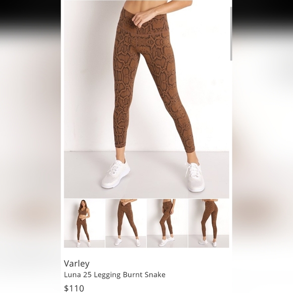 Varley Luna 25" Leggings Brown Burnt Snake Print Medium - Picture 15 of 16
